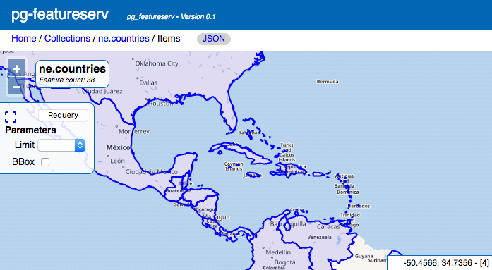 Map view of query with bbox and limit