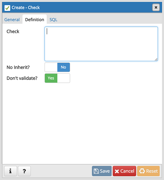 Table dialog check constraint definition