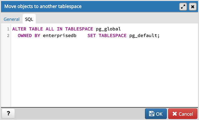 Move Objects dialog sql tab