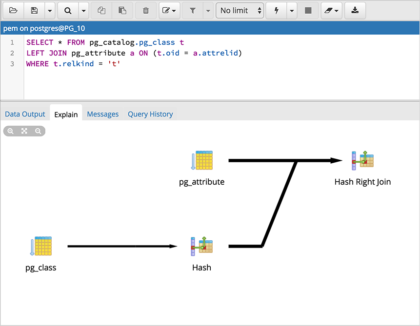 Query tool explain panel