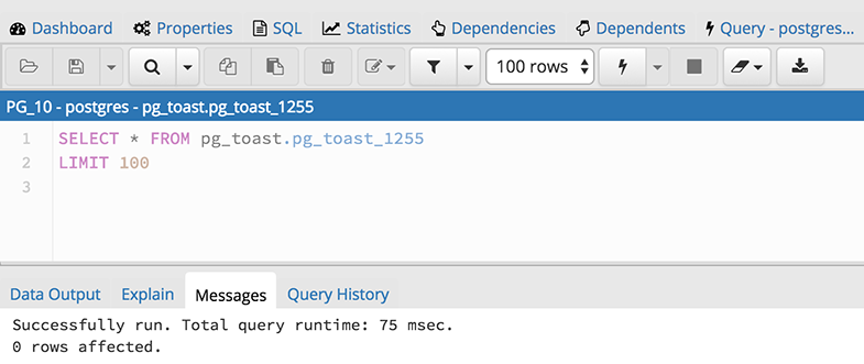 Query tool output information