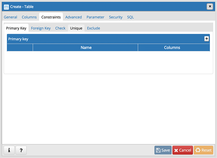 Table dialog constraints tab