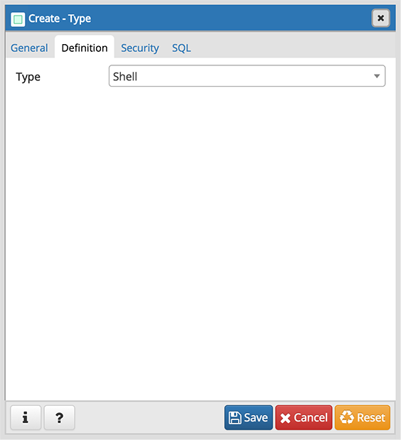 Type dialog shell section