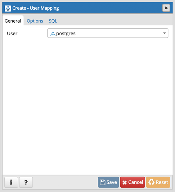 User Mapping dialog general tab