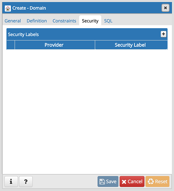 Domain dialog security tab
