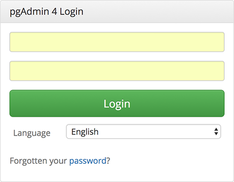 pgAdmin login dialog