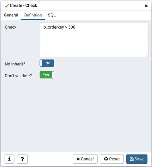 Table dialog check constraint definition