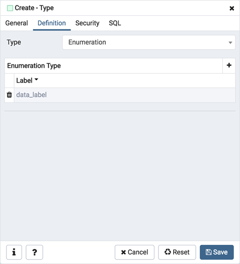 Type dialog enumeration section