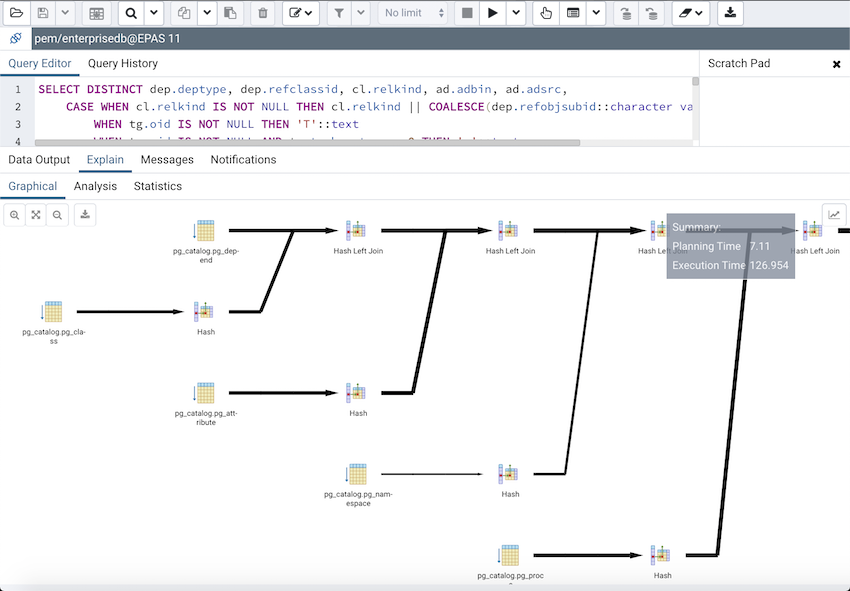 Query tool graphical explain plan