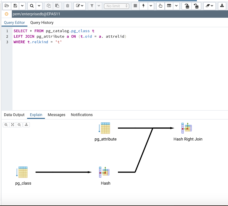 Query tool explain panel