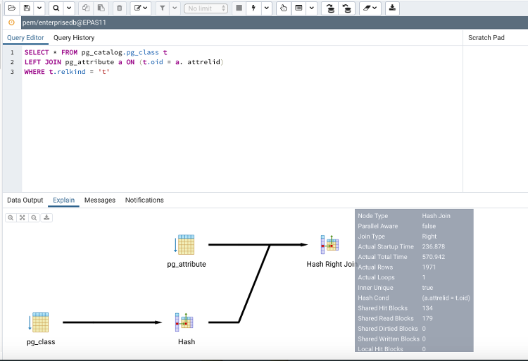 Query tool graphical explain plan