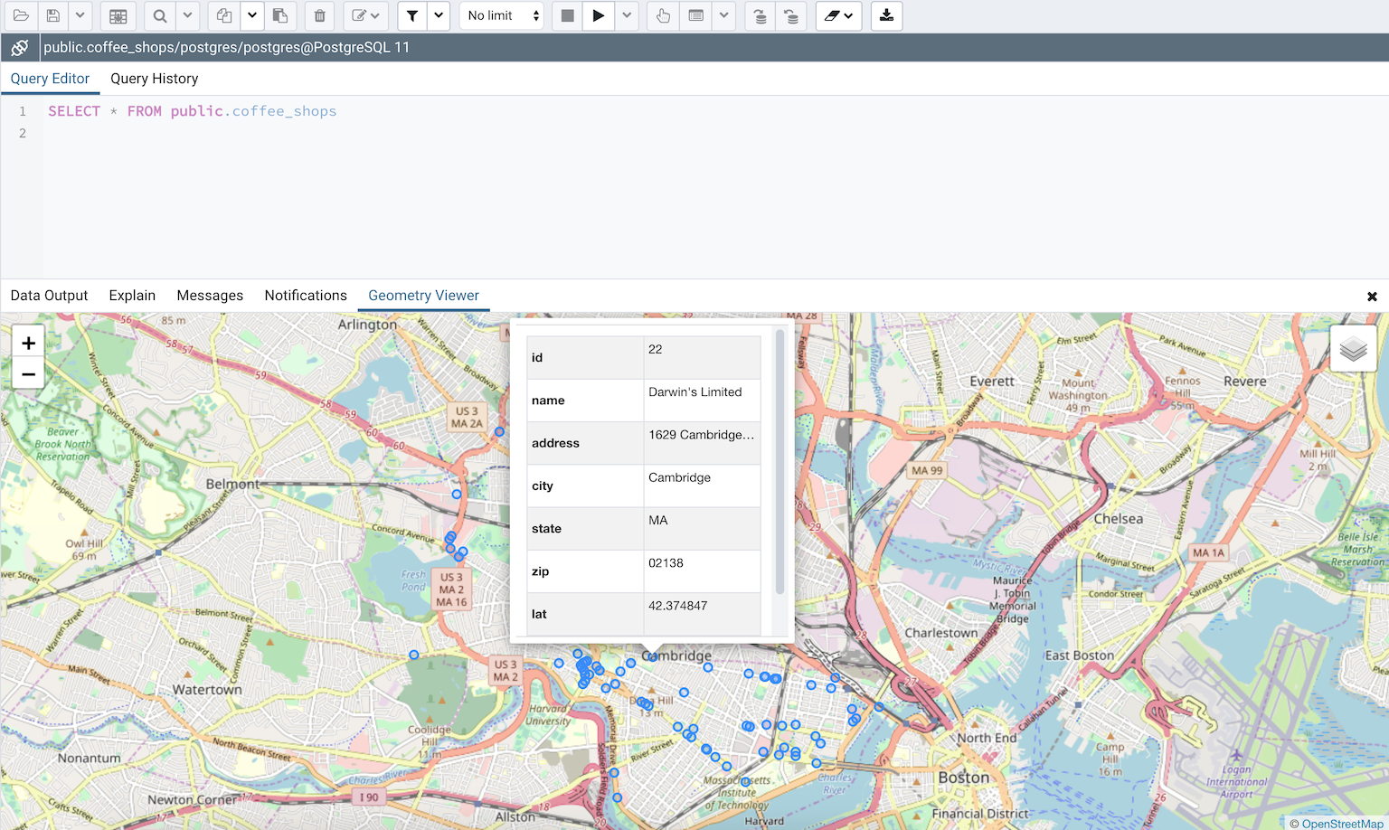 Geometry Viewer Property Table