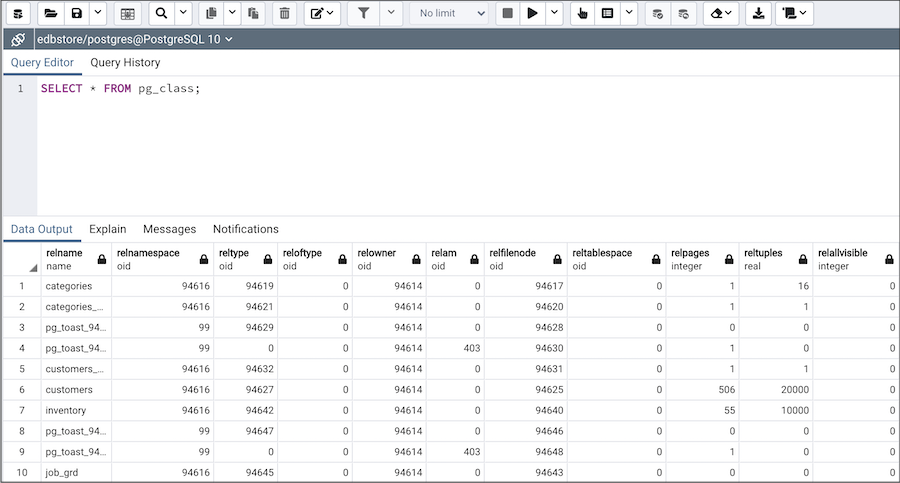 Query tool window