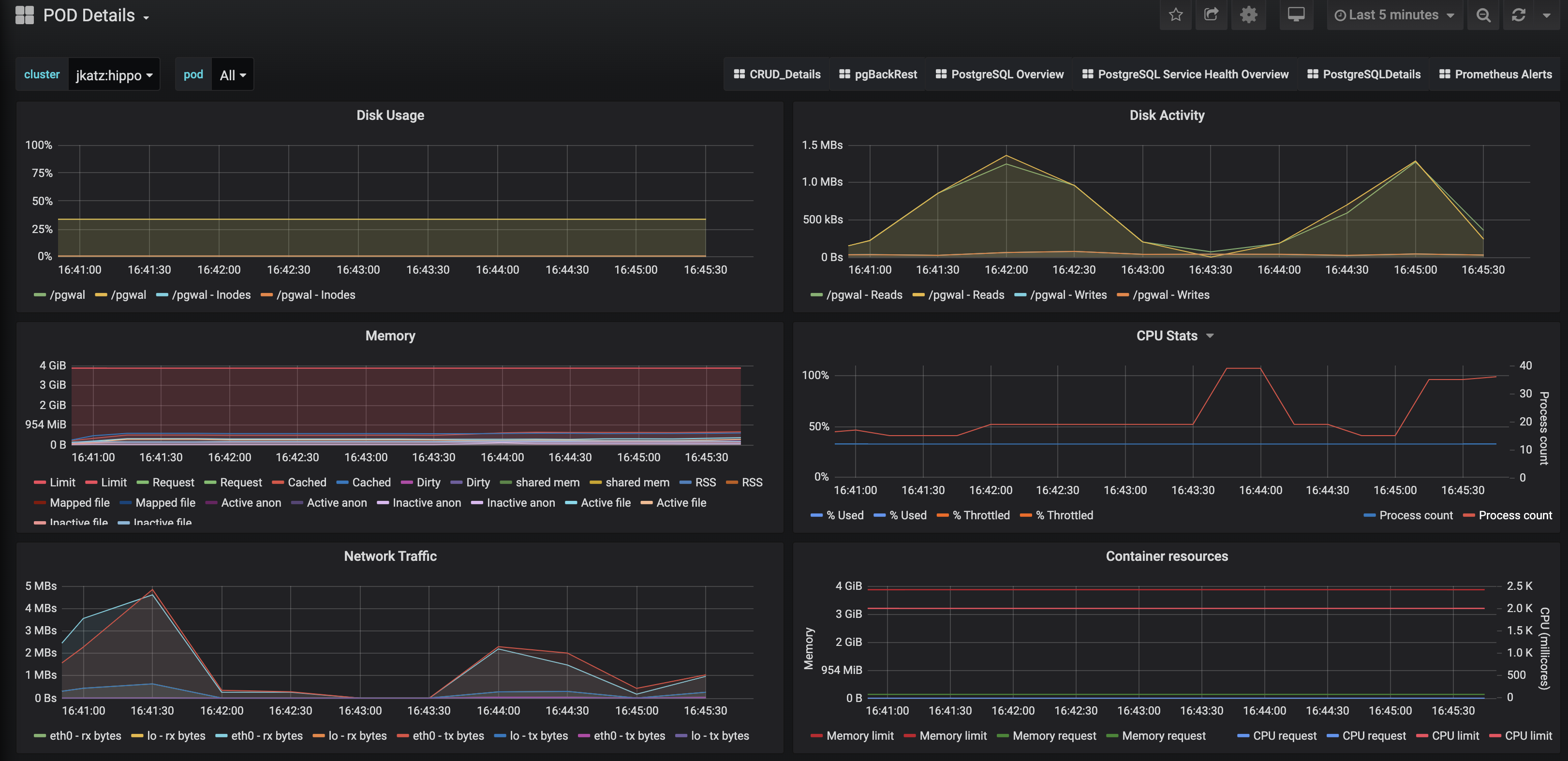 PostgreSQL Operator Monitoring - Pod Details
